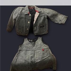 DKNY Charcoal Denim Jacket and Dress Set